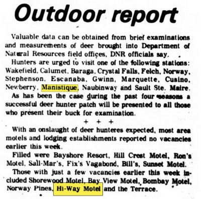 Hi-Way Motel - Nov 1976 Outdoor Report
